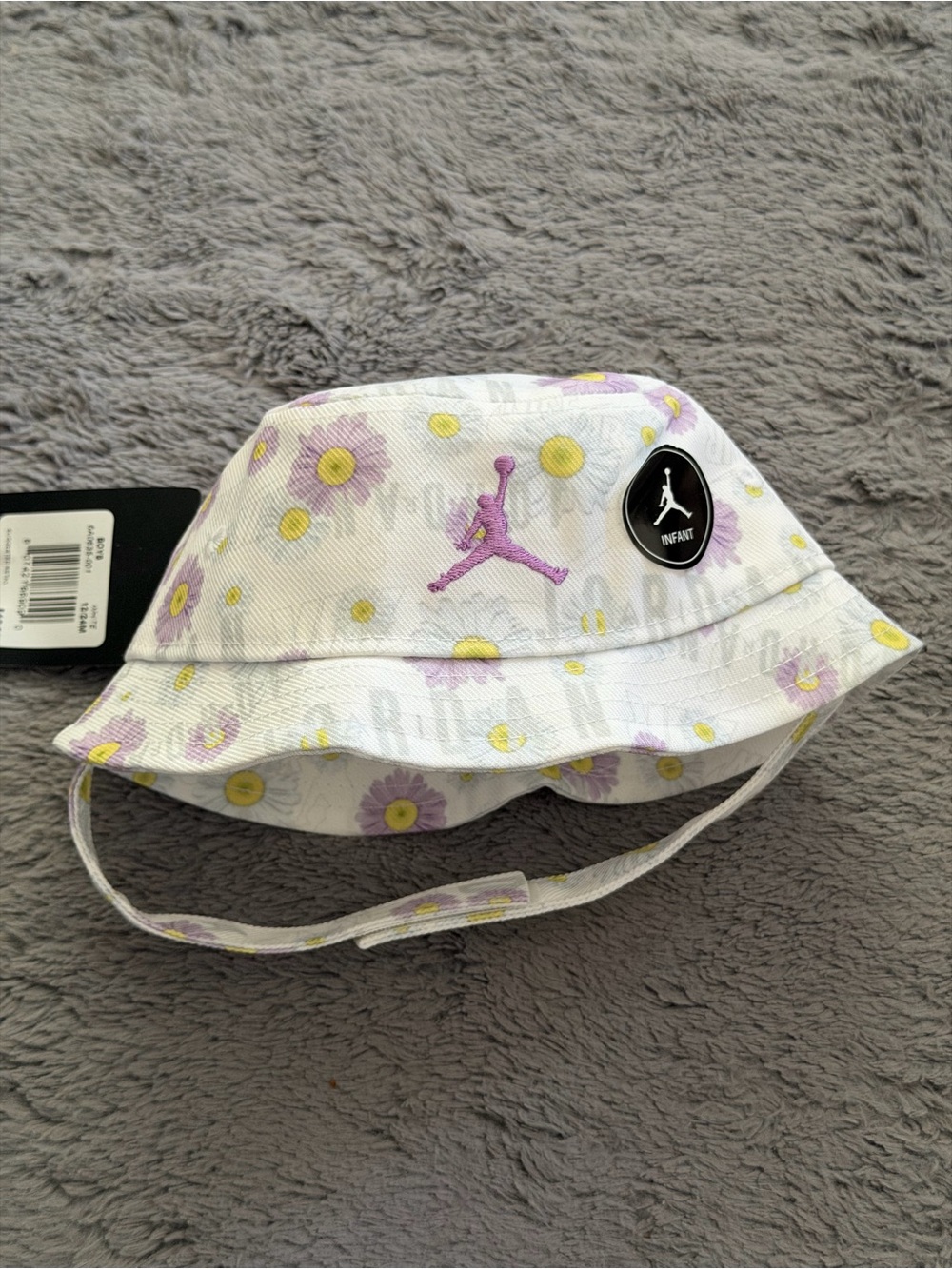 Jordan White Bucket Hat with Purple & Yellow Floral Print